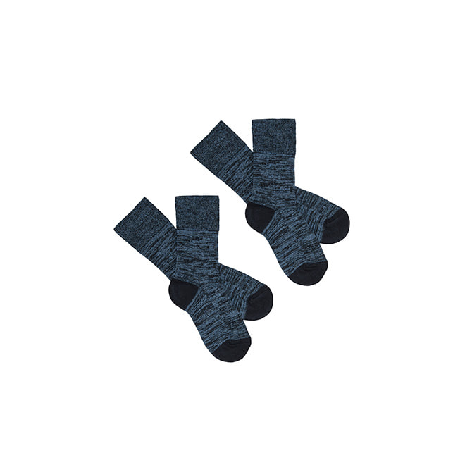 [FUBKIDS] 23SS-59 2 Pack Melange Socks - dark navy