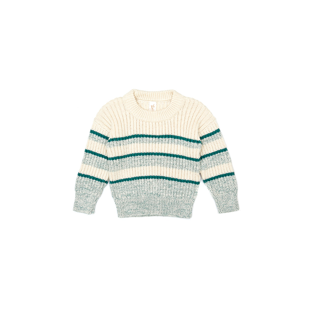[TUN TUN] 23AW-25　Henry sweater - Spruce green &amp; natural