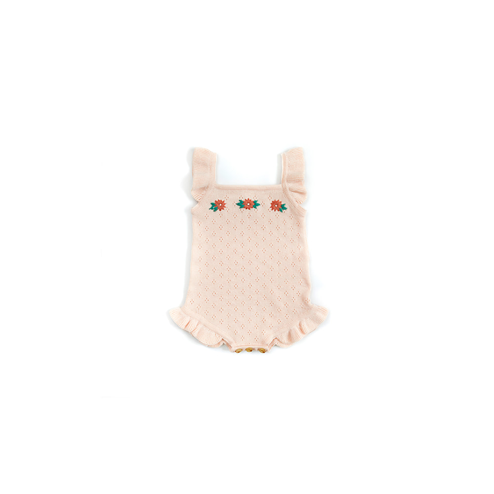 [TUN TUN] 24SS - 38　EMBROIDERED ROMPER - Baby pink