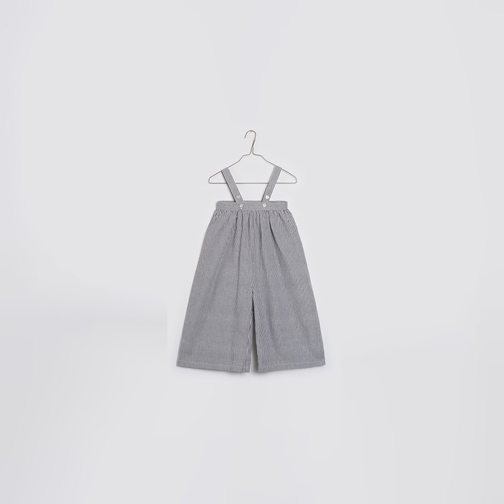 [Little cotton clothes] 24SS - 11　Organic Nanou Dungarees - Blue Stripe