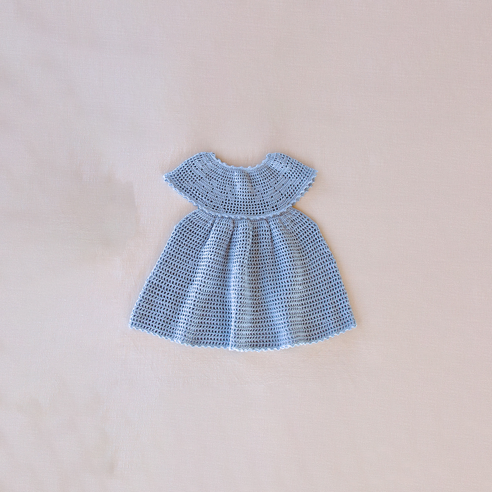 [Iver and Isla] 24SS - 8　lace crochet yoke tunic - bluebell