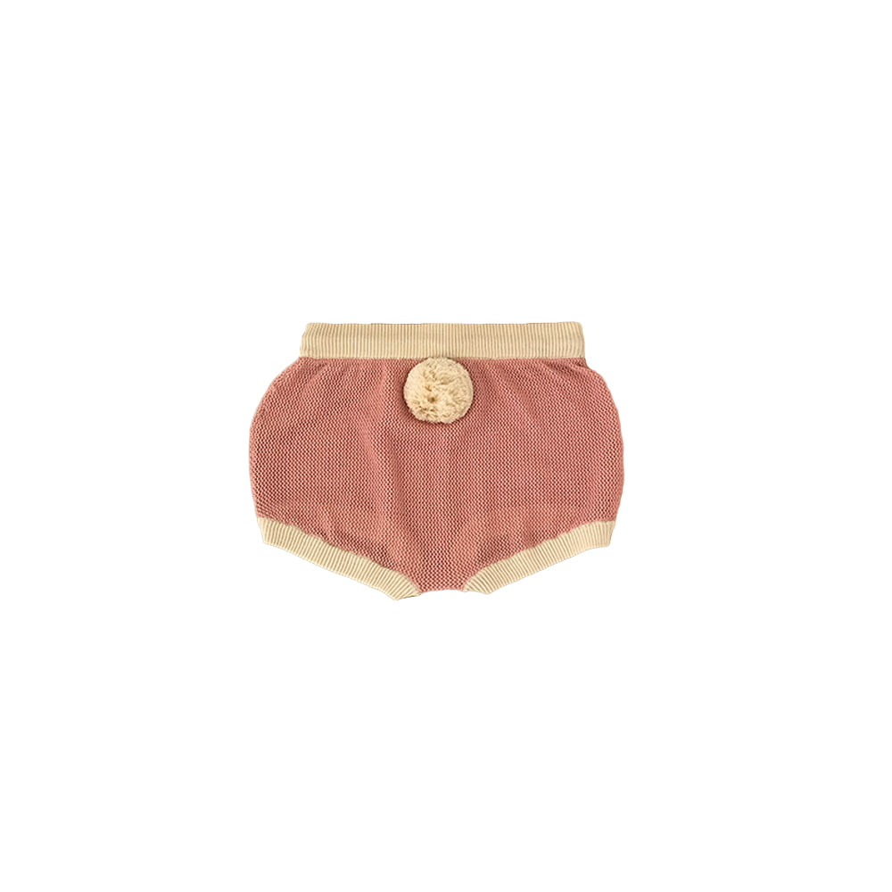 [mes kids des fleurs x PULEV] 24SS　check pompom shorts - Pink